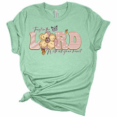 Womens Trust in The Lord with All Your Heart T-Shirt Cute Christian Shirt Casual Graphic Tee Short Sleeve Top