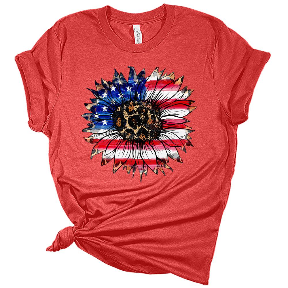 Womens 4th of July Shirts Patriotic American Flag Tshirts USA Short Sleeve Casual Graphic Tees Plus Size Tops for Women