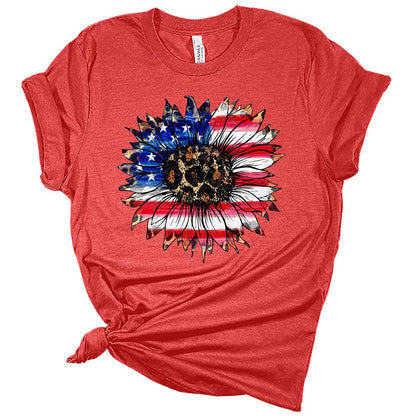 Womens 4th of July Shirts Patriotic American Flag Tshirts USA Short Sleeve Casual Graphic Tees Plus Size Tops for Women