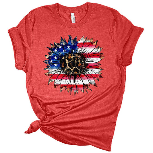 Womens 4th of July Shirts Patriotic American Flag Tshirts USA Short Sleeve Casual Graphic Tees Plus Size Tops for Women