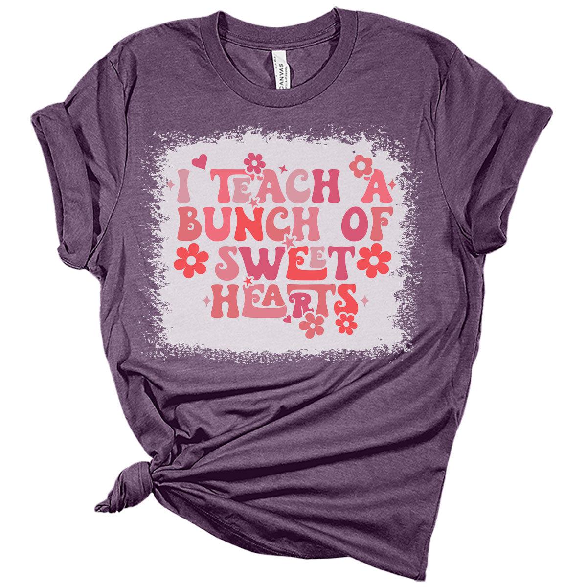 I Teach A Bunch of Sweet Hearts Teacher Valentines Day Shirt Bella Graphic Tees for Women