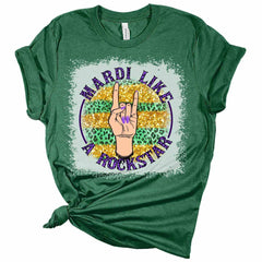 Rockstar Mardi Gras Shirt, Bella Graphic Tees For Women