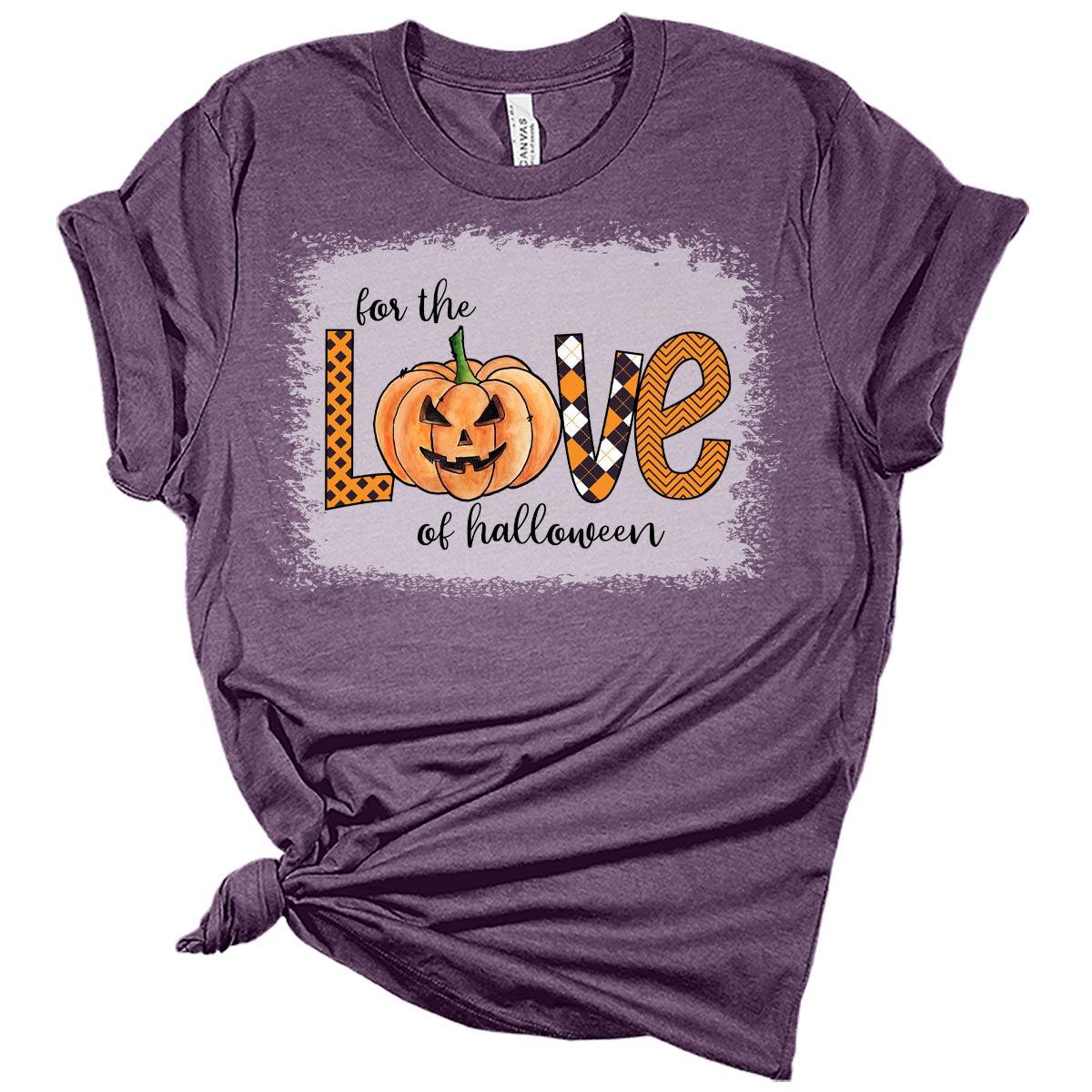For The Love Of Halloween Women's Halloween Graphic Bleach Print Shirt