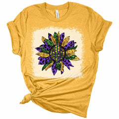 Sunflower Mardi Gras Shirt, Bella Graphic Tees For Women