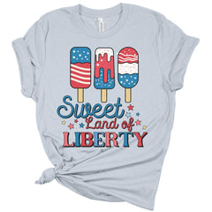 Sweet Land Of Liberty Ice Cream Women's 4th Of July Retro Graphic Tee