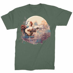 Rooster Playing Guitar Cottagecore Aesthetic Men's Graphic Tee