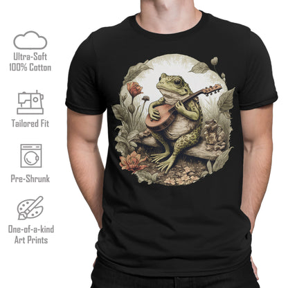 Frog Playing Music Cottagecore Aesthetic Graphic Men's T-Shirt