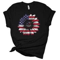 Womens Sunflower 4th of July Shirts American Flag Patriotic Tshirts USA Short Sleeve Casual Graphic Tees Plus Size Tops