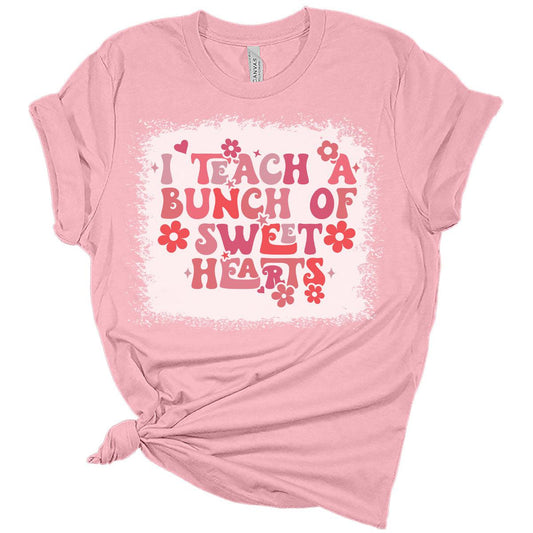 I Teach A Bunch of Sweet Hearts Teacher Valentines Day Shirt Bella Graphic Tees for Women