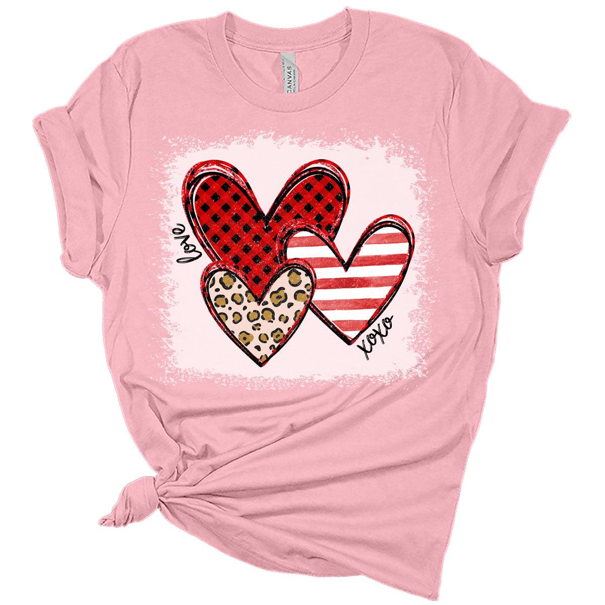 Hearts Valentines Shirts for Women Bella Graphic Tee