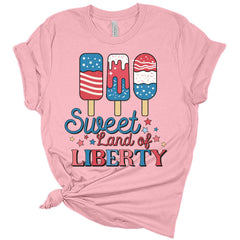 Sweet Land Of Liberty Ice Cream Women's 4th Of July Retro Graphic Tee