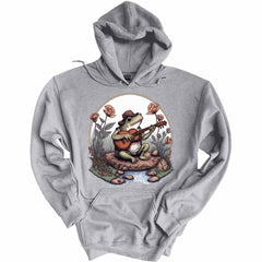 Frog Playing Guitar On A Rock Cottagecore Aesthetic Graphic Hoodies