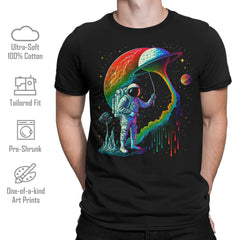 Graphic Tees Astronaut Flying Space Mushroom Kite T-Shirt Cool Novelty Mens Shirts