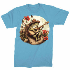 Mens Cottagecore Shirt Frog Playing Guitar T-Shirt Aesthetic Short Sleeve Graphic Tee