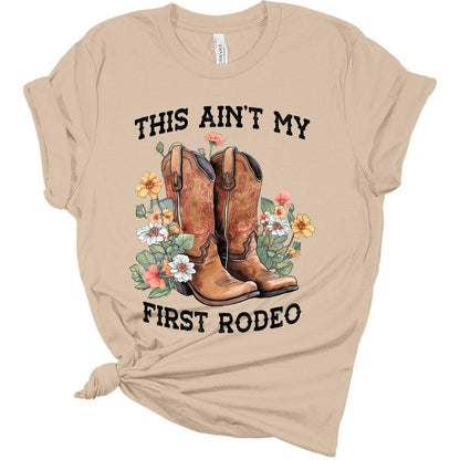 Ain't My First Rodeo Floral Boots Shirt Cute Country Short Sleeve Tops Cowgirl Graphic Tees Western Shirts for Women