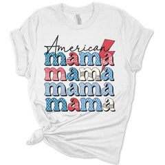 American Mama Women's 4th of July Retro Graphic Shirt