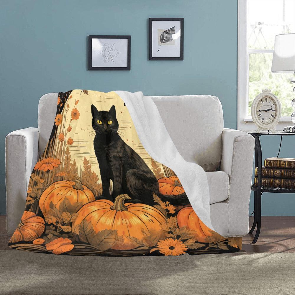 Cat Pumpkin Blanket Ultra-Soft Micro Fleece Blanket 50" x 60"