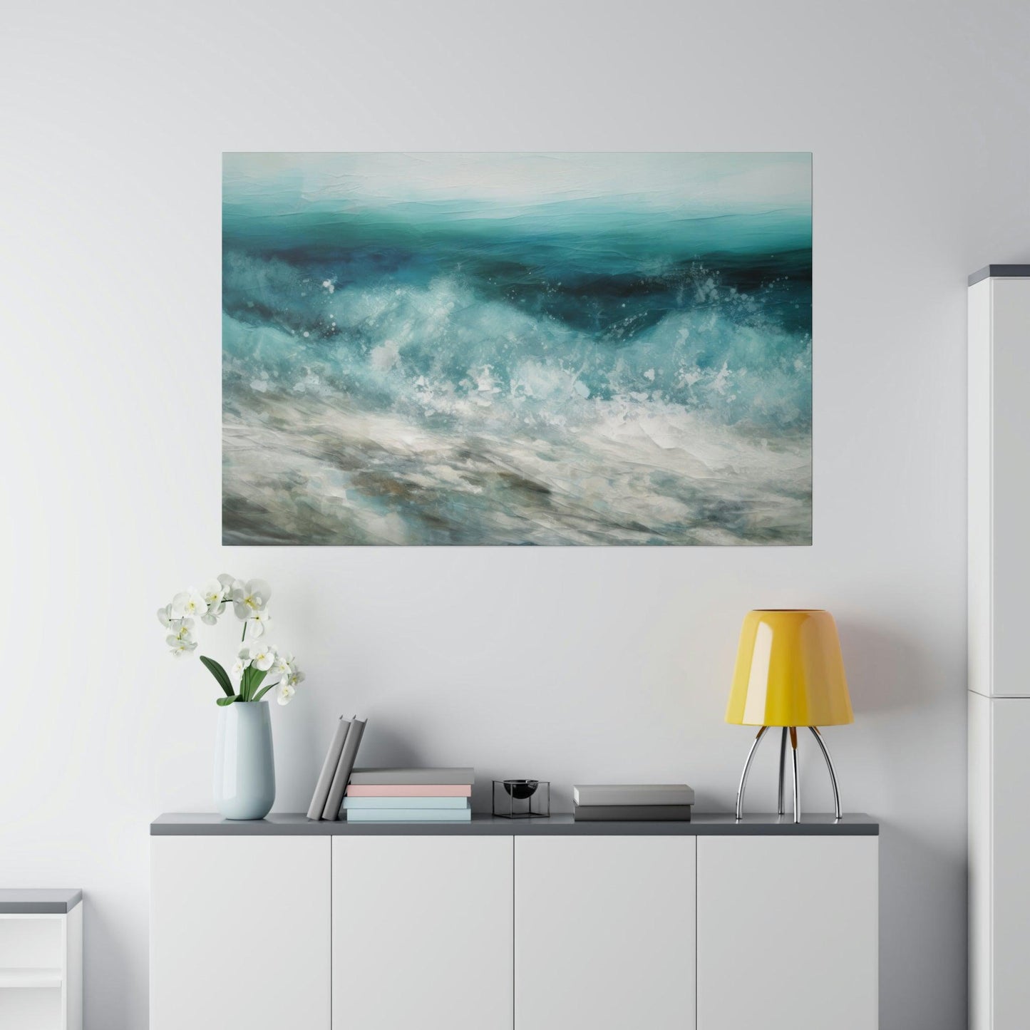 Blue and Grey Ocean Wall Art - Abstract Picture Canvas Print Wall Painting Modern Artwork Wall Art for Living Room Home Office Décor