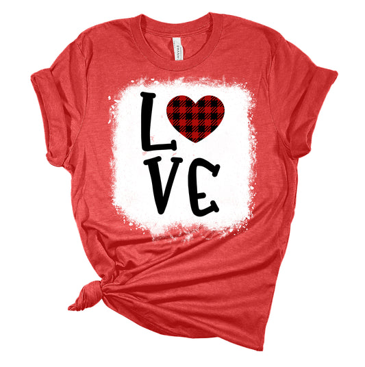 Love Plaid Heart Valentines Shirts for Women Bella Graphic Tee