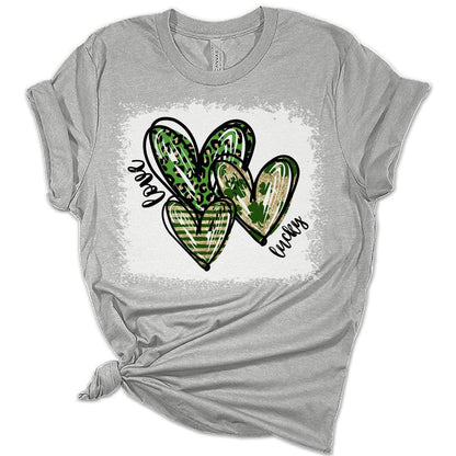 Lucky Love Hearts St Patricks Day Shirt Bella Irish Graphic Print Shirts for Women