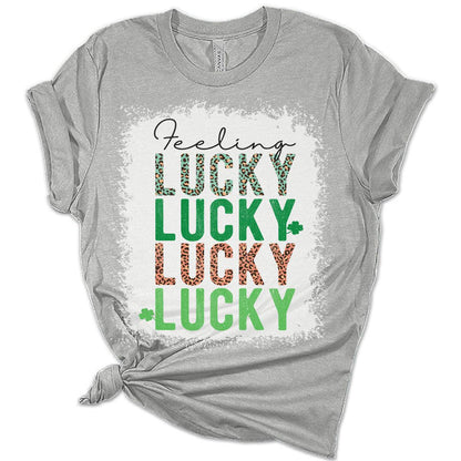 Feeling Lucky T-Shirt St Patricks Day Shirt Bella Irish Graphic Print Shirts for Women