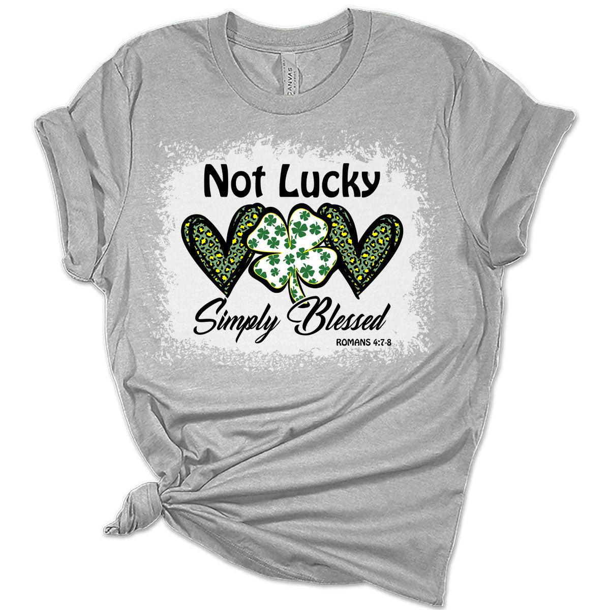 Not Lucky Simply Blessed St Patricks Day Shirt Bella Irish Graphic Print Shirts for Women