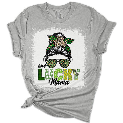 One Lucky Mama St Patricks Day Shirt Bella Irish Graphic Print Shirts for Women