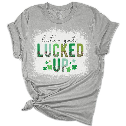 Let's Get Lucked Up St Patricks Day Shirt Bella Irish Graphic Print Shirts for Women