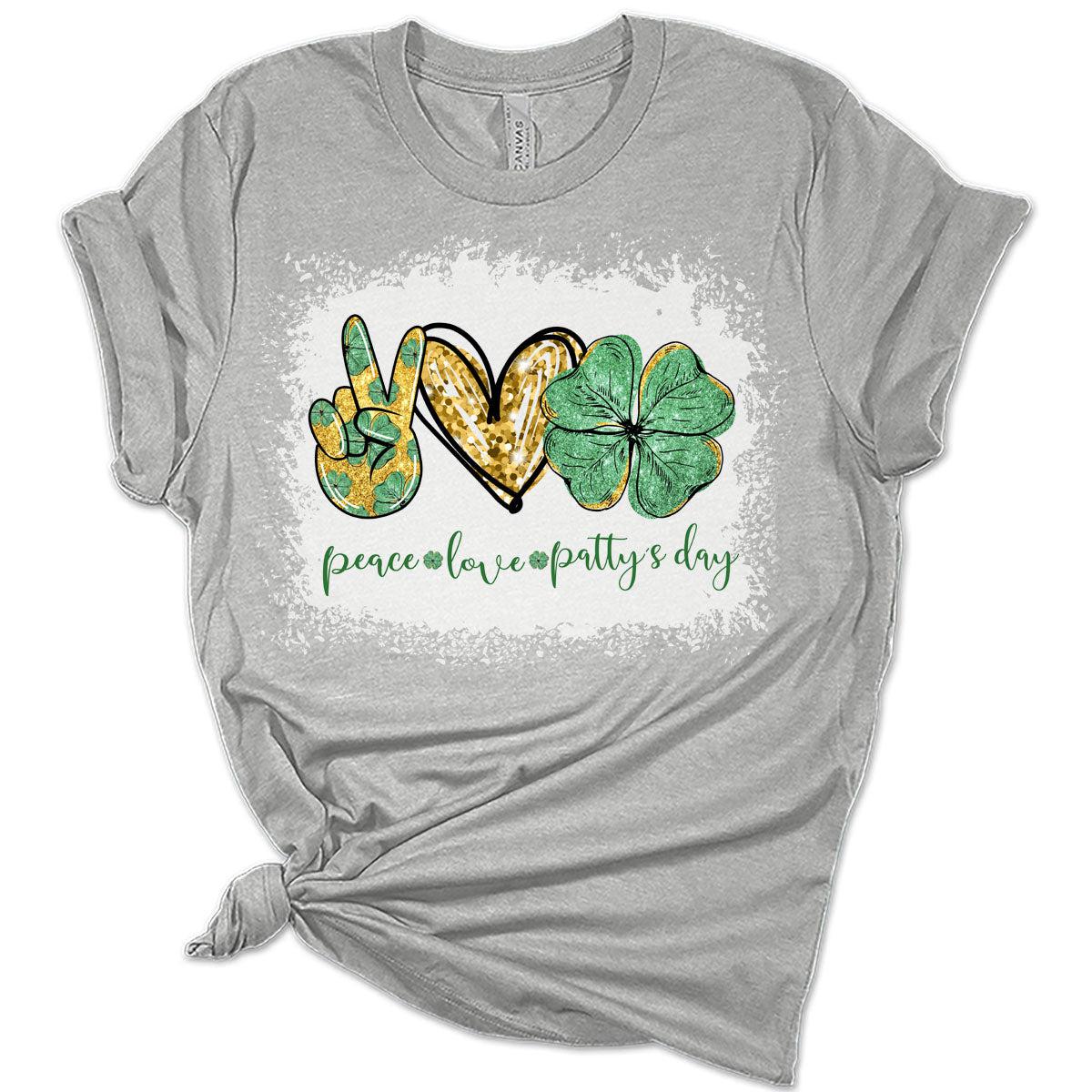 Peace Love St. Patty's Day St Patricks Day Shirt Bella Irish Graphic Print Shirts for Women