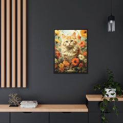 Kitten Floral Orange Cream Framed Canvas Print