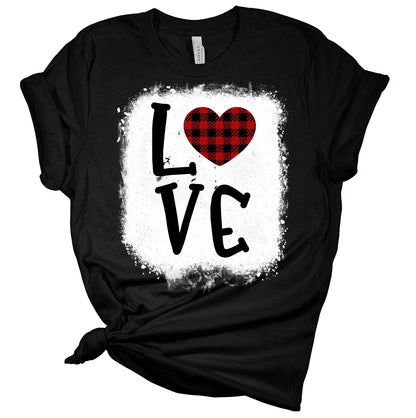 Love Plaid Heart Valentines Shirts for Women Bella Graphic Tee