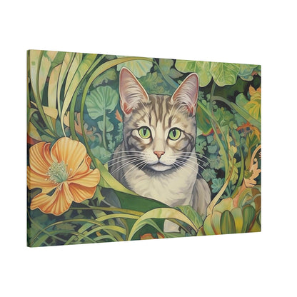 Tropical Floral Cat Stretched Canvas Print .75" Thick