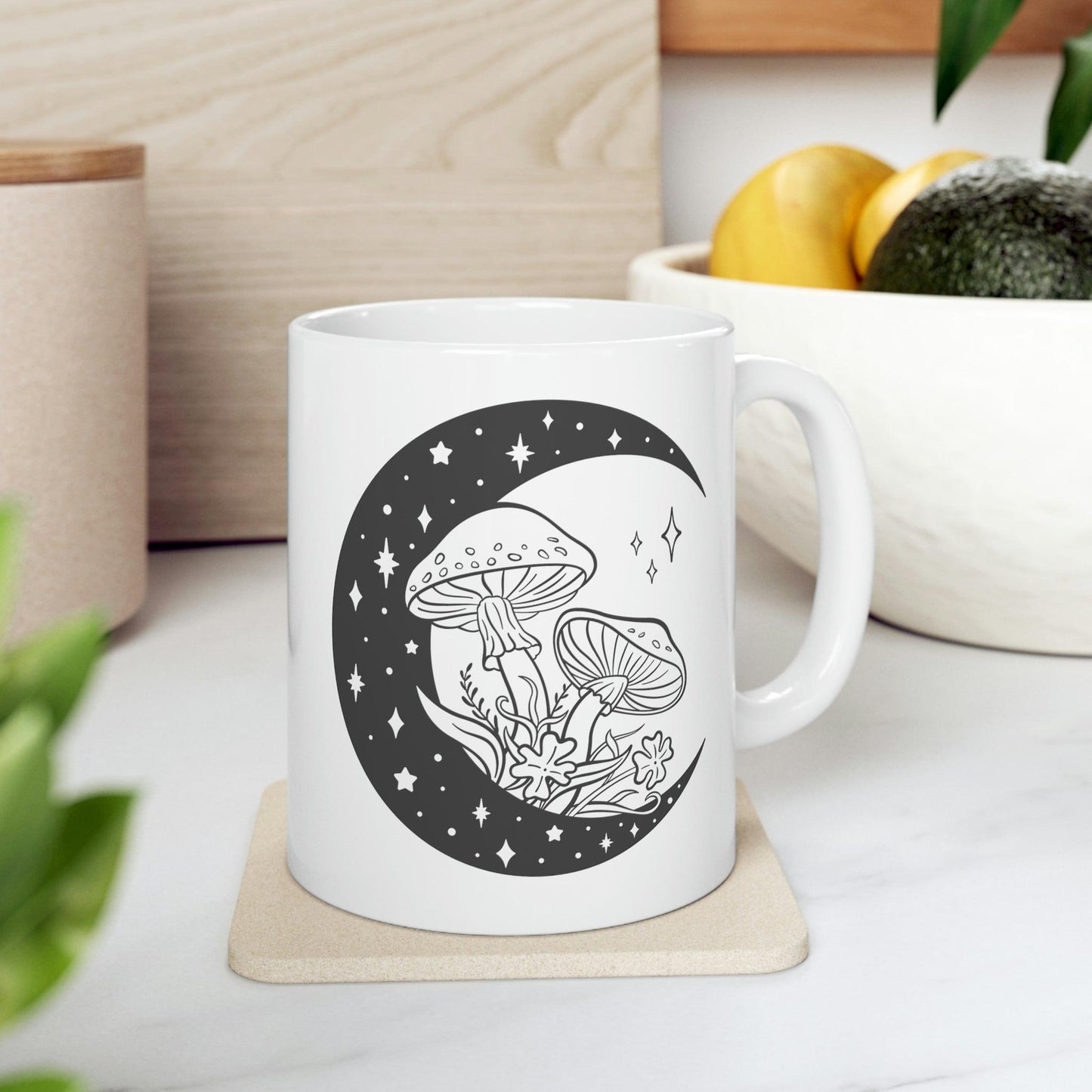 Mushroom Coffee Cup Moon Star Mushrooms