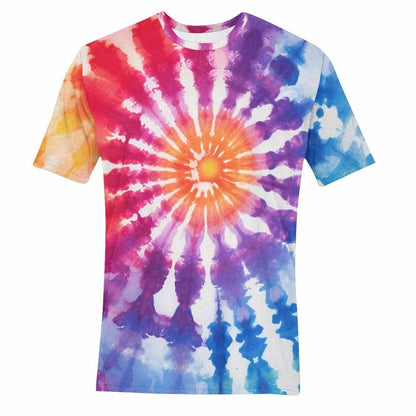 Rainbow Tie Dye Shirts for Women Oversized Groovy Short Sleeve Tops