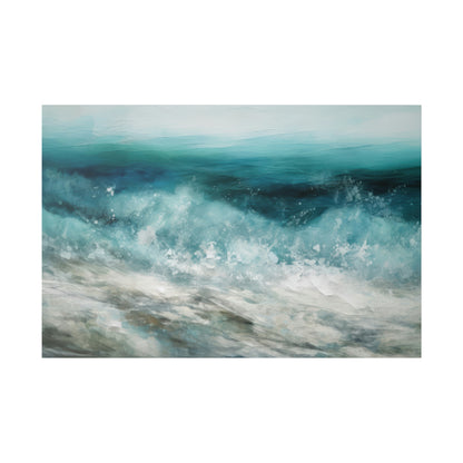 Blue and Grey Ocean Wall Art - Abstract Picture Canvas Print Wall Painting Modern Artwork Wall Art for Living Room Home Office Décor