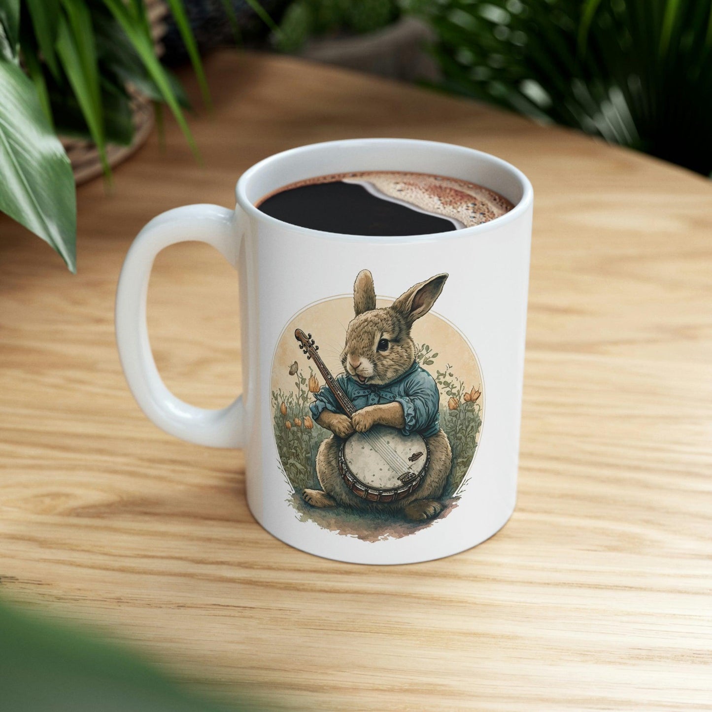 Rabbit Playing Banjo Coffee Mug