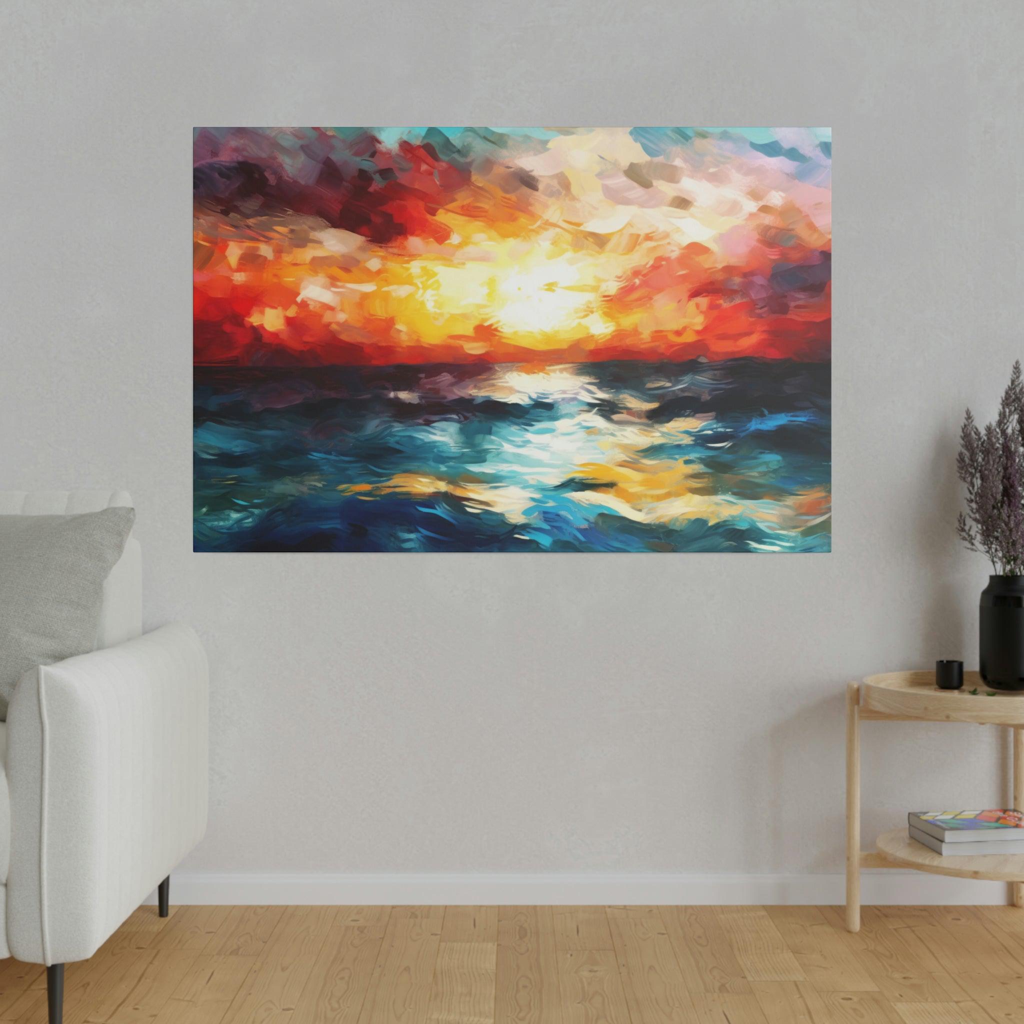 Ocean Sunset Wall Art - Abstract Picture Canvas Print Wall Painting Modern Artwork Wall Art for Living Room Home Office Décor
