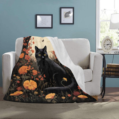 Cat Moth Moon Ultra-Soft Micro Fleece Blanket 50" x 60"