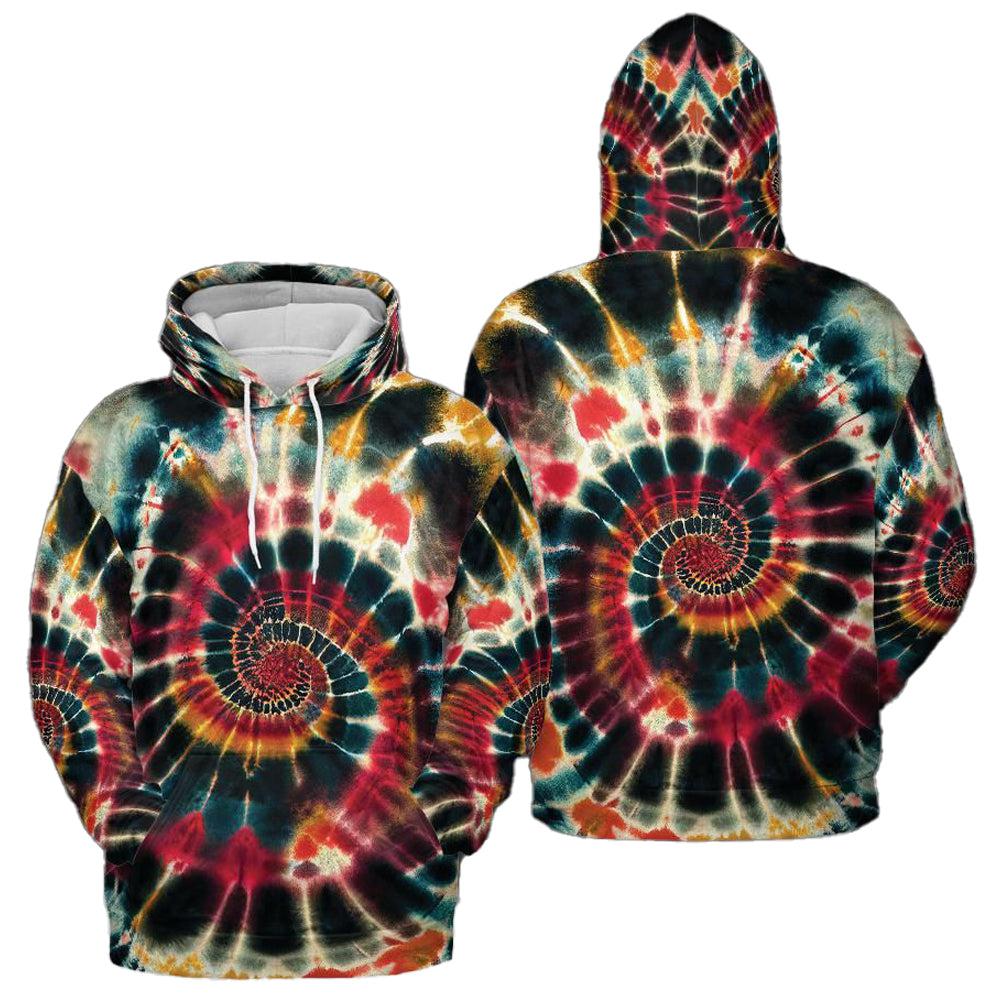 Rusty Tie Dye All Over Graphic Print Red Swirl Hoodie - S