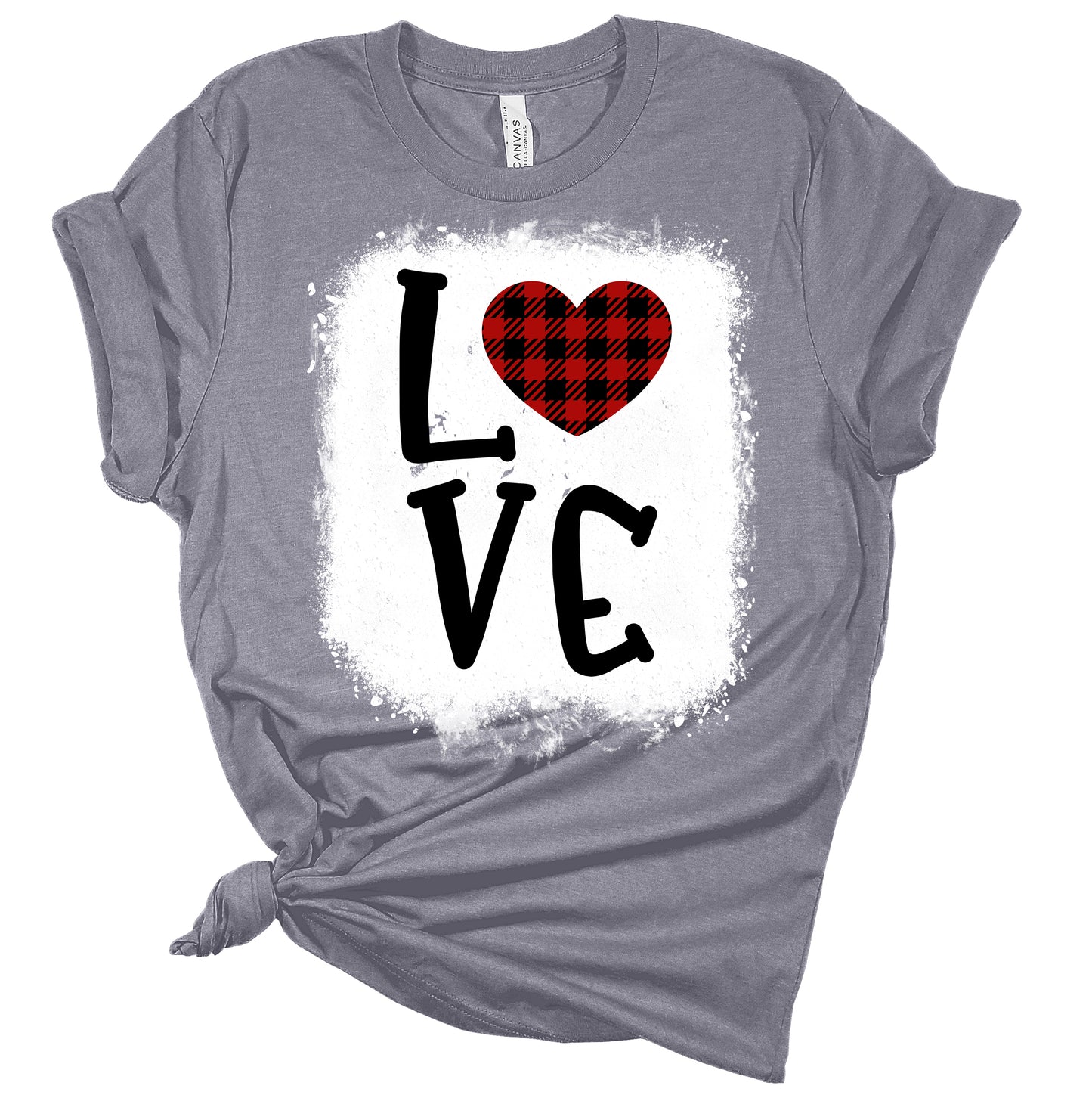 Love Plaid Heart Valentines Shirts for Women Bella Graphic Tee