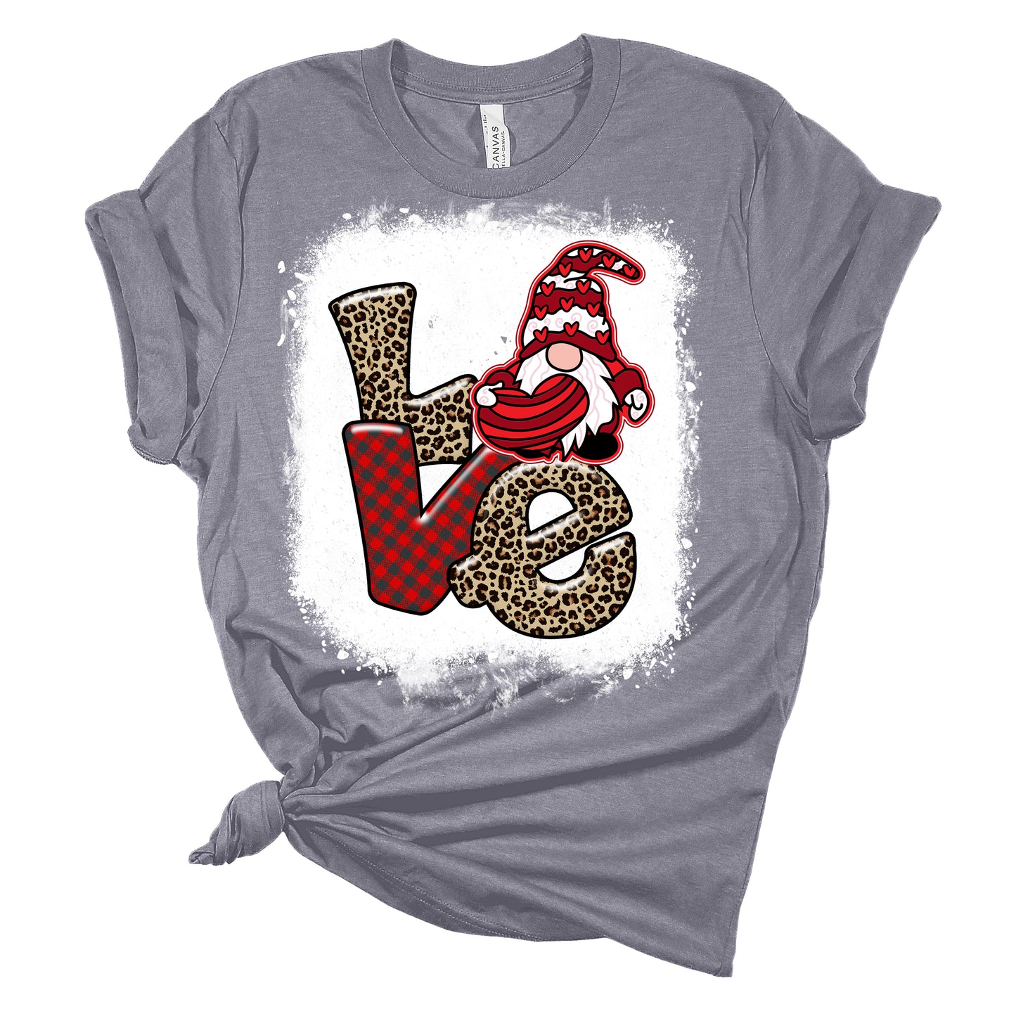 Love Gnome Valentines Shirts for Women Bella Graphic Tee