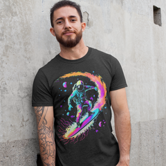 Astronaut Surfing Galaxy Shirt Space Men's Graphic Tees