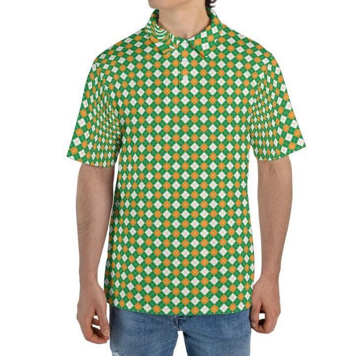 Irish Plaid St Patricks Day Golf Shirt Moisture Wicking Short Sleeve Polo Shirt