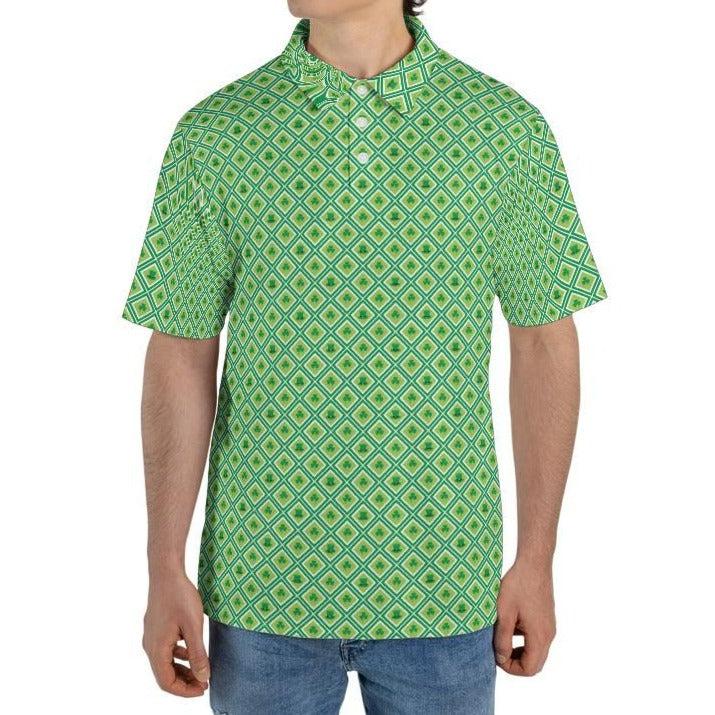 Top Hats and Clovers St Patricks Day Golf Shirt Moisture Wicking Short Sleeve Polo Shirt