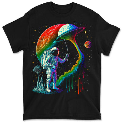 Astronaut Flying Space Mushroom Kite Men's Graphic Print T-Shirt
