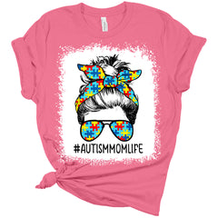 Autism Mom Life Women's T-Shirt | Bleached Print Shirt | GyftWear