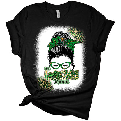 One Lucky Mama St Patricks Day Shirt Bella Irish Graphic Print Shirts for Women