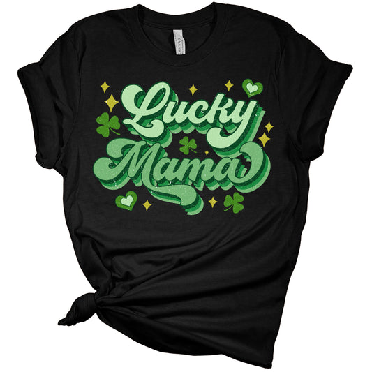 Lucky Mama Shirt St Patricks Day Shirt Bella Irish 80s Retro Print Shirts for Women