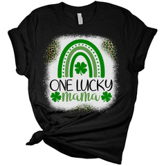 One Lucky Mama St Patricks Day Shirt Bella Irish Rainbow Graphic Print Shirts For Women