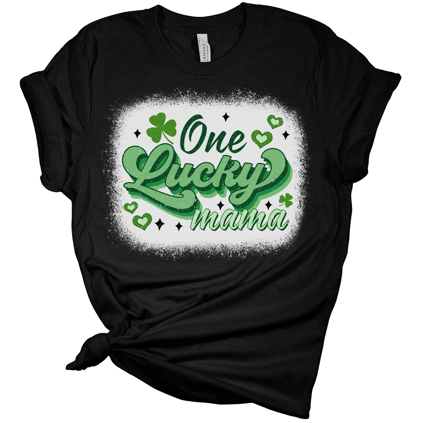 One Lucky Mama Shirt St Patricks Day Shirt Bella Irish 80s Retro Graphic Print Shirts for Women